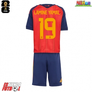España Lamine Yamal #19 Primera Equipación Niños Mundial 2026 Manga Corta (+ Pantalones cortos)